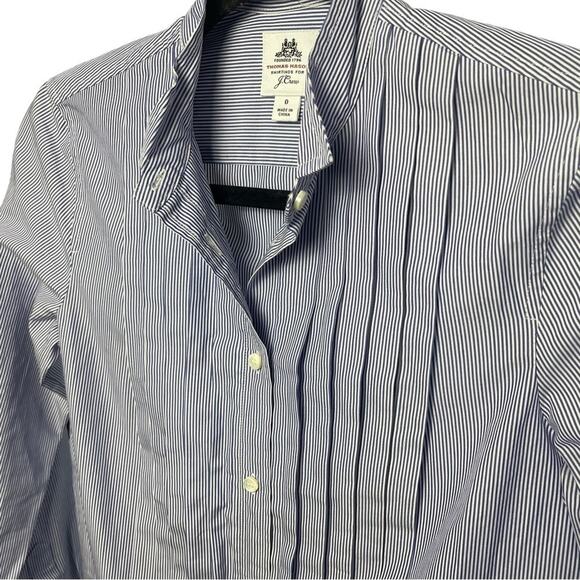 J. Crew x Thomas Mason Striped Cotton Tuxedo Shirt, Professional Career Casual 0 - Picture 7 of 10